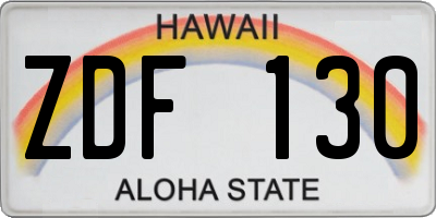 HI license plate ZDF130