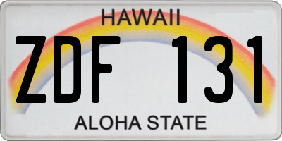 HI license plate ZDF131
