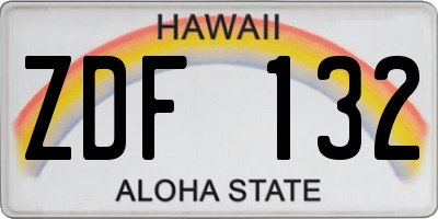 HI license plate ZDF132