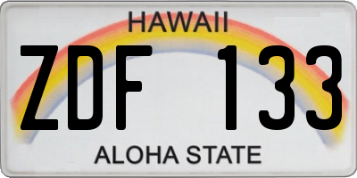 HI license plate ZDF133