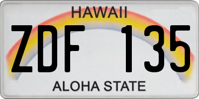 HI license plate ZDF135