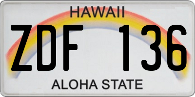 HI license plate ZDF136