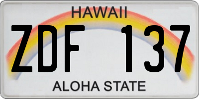 HI license plate ZDF137