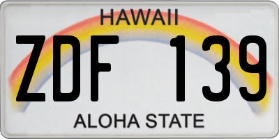 HI license plate ZDF139