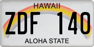 HI license plate ZDF140