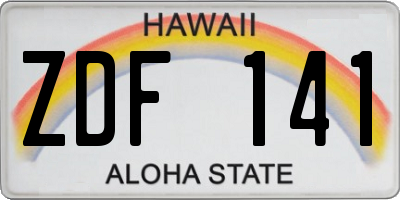 HI license plate ZDF141