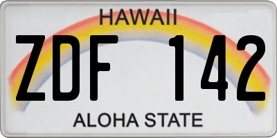 HI license plate ZDF142