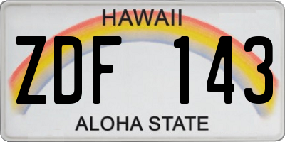 HI license plate ZDF143