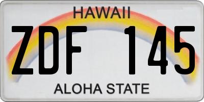 HI license plate ZDF145