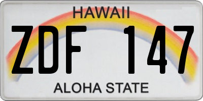 HI license plate ZDF147