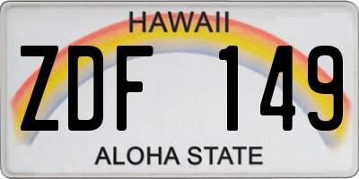 HI license plate ZDF149