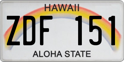 HI license plate ZDF151