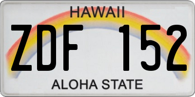 HI license plate ZDF152