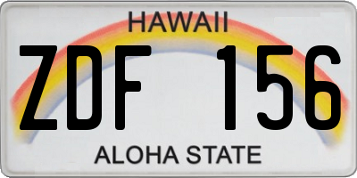 HI license plate ZDF156