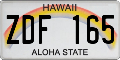 HI license plate ZDF165