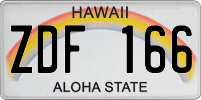 HI license plate ZDF166