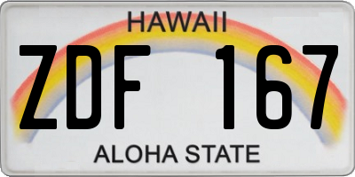 HI license plate ZDF167
