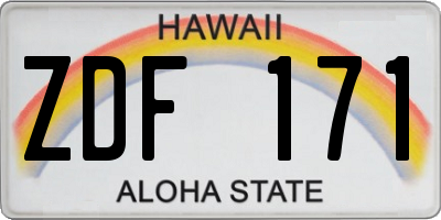 HI license plate ZDF171