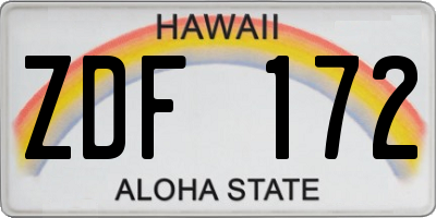 HI license plate ZDF172