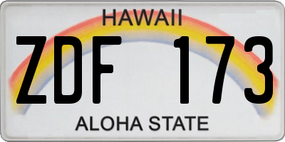 HI license plate ZDF173