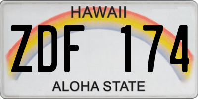 HI license plate ZDF174