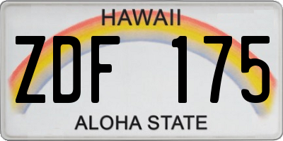 HI license plate ZDF175