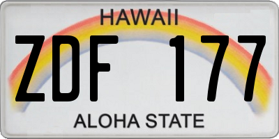 HI license plate ZDF177