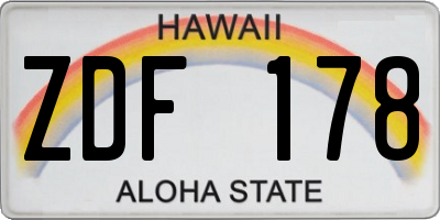 HI license plate ZDF178