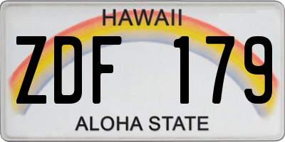 HI license plate ZDF179