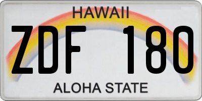 HI license plate ZDF180