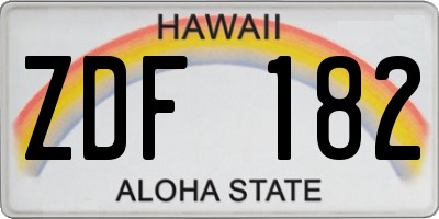 HI license plate ZDF182