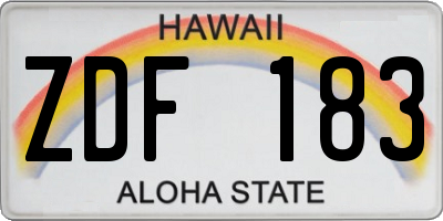 HI license plate ZDF183