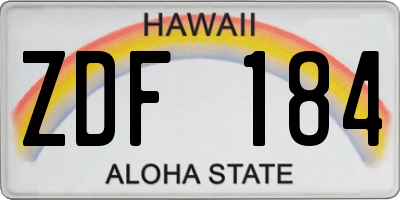 HI license plate ZDF184