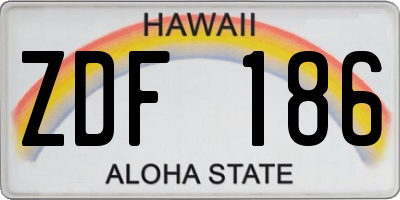 HI license plate ZDF186