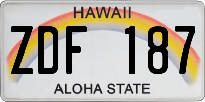 HI license plate ZDF187