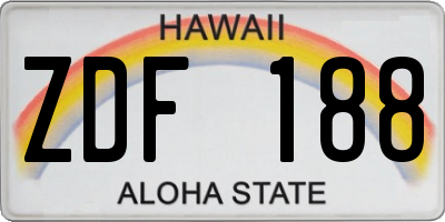 HI license plate ZDF188