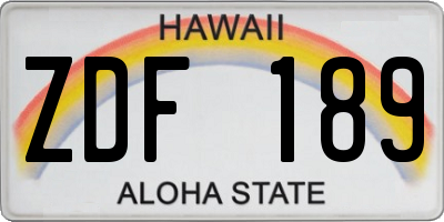 HI license plate ZDF189