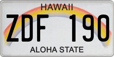 HI license plate ZDF190