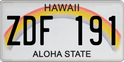 HI license plate ZDF191