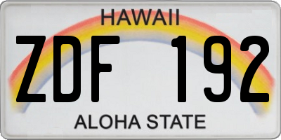 HI license plate ZDF192