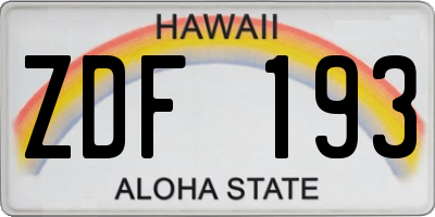 HI license plate ZDF193