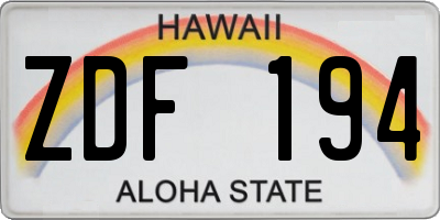 HI license plate ZDF194