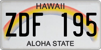 HI license plate ZDF195