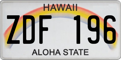 HI license plate ZDF196