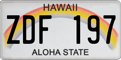 HI license plate ZDF197