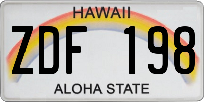 HI license plate ZDF198