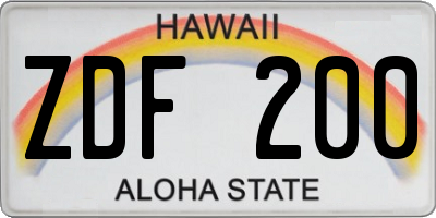 HI license plate ZDF200