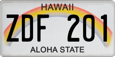HI license plate ZDF201