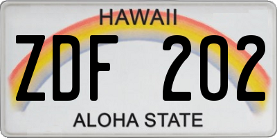 HI license plate ZDF202