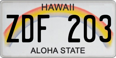 HI license plate ZDF203